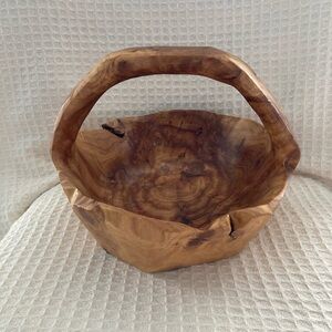 Gorgeous Vintage Hand Carved Burl Wood Root Basket